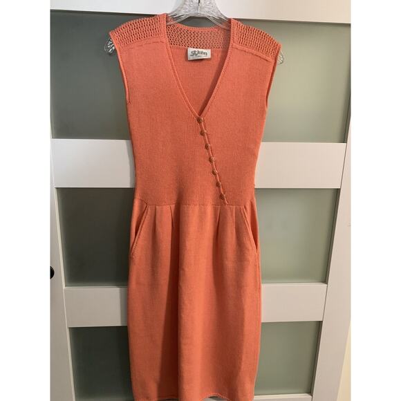 St. John Vintage Santana Coral Knit Belted Short Sleeve Sweater Dress Green Sz S - Picture 9 of 13